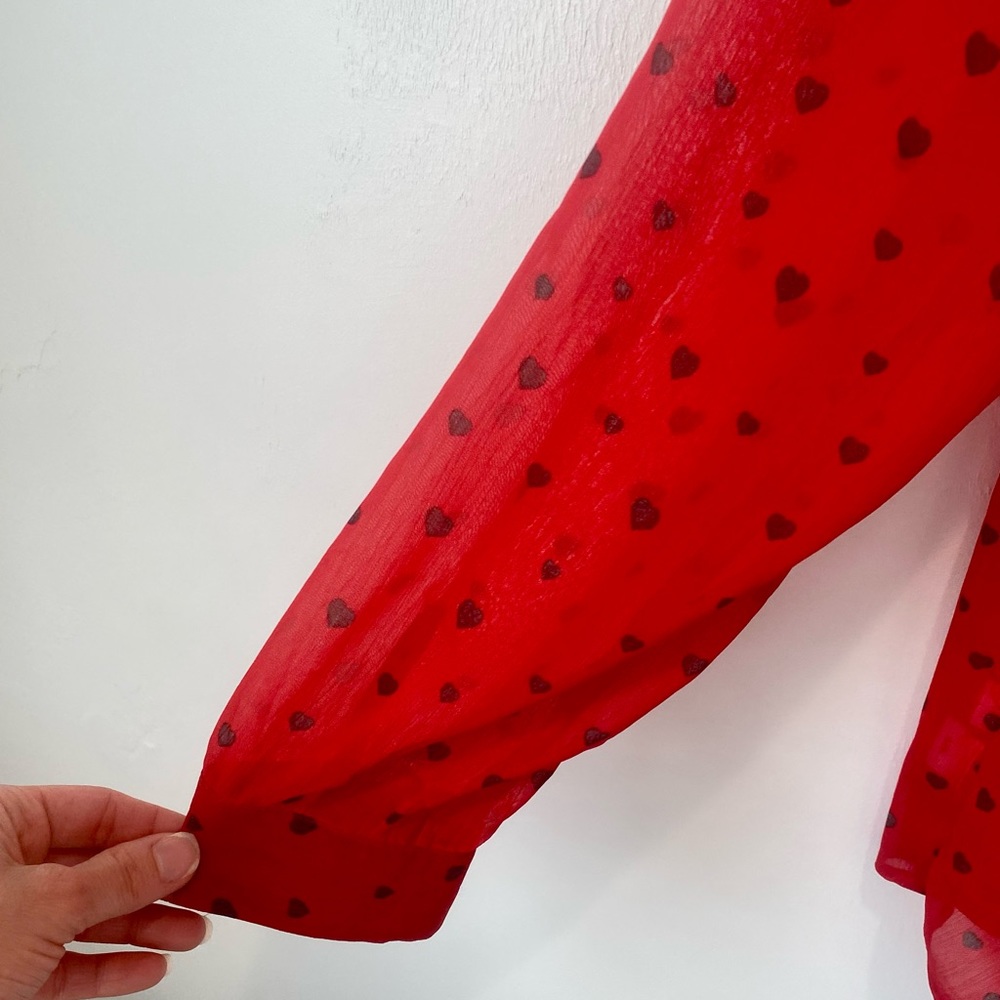 Loft Red Ruffle Front top - Picture 3 of 5